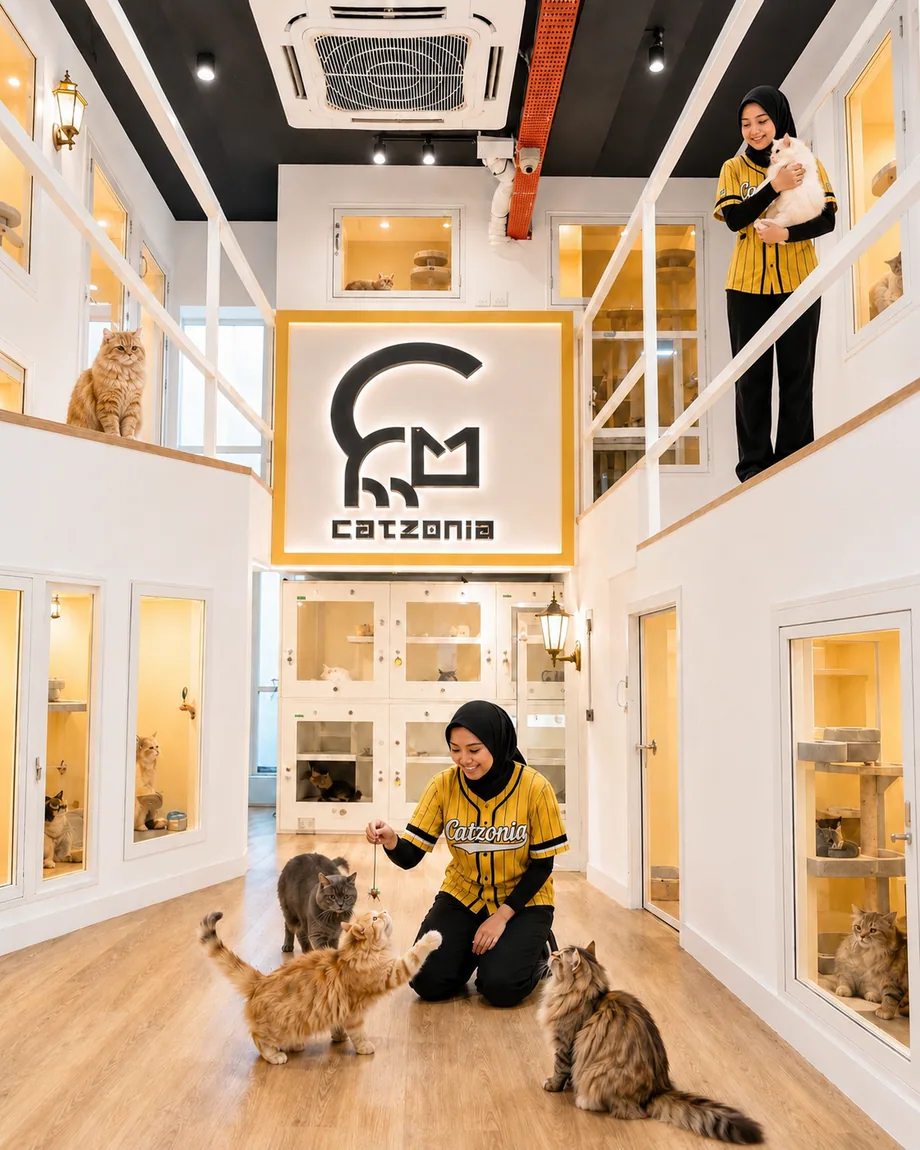 Catzonia cat hotel — multi-level boarding suites in Malaysia