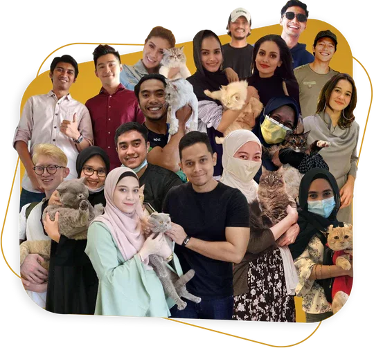 Catzonia customers and well-known Malaysian faces with their cats